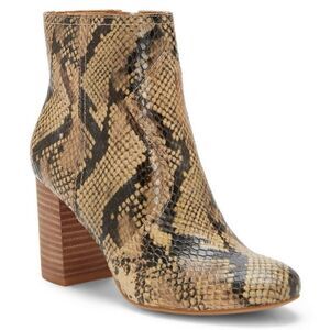 LUCKY BRAND Snakeskin Sheirin Leather Bootie Boots Light Beige Black Size 7